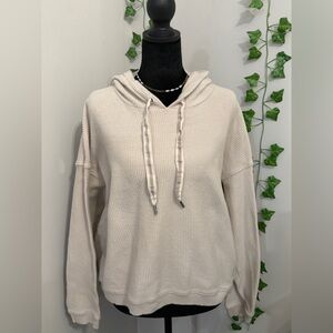 Aerie Cream Ribbed Hoodie